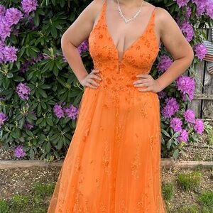 Elegant Orange prom Dress
